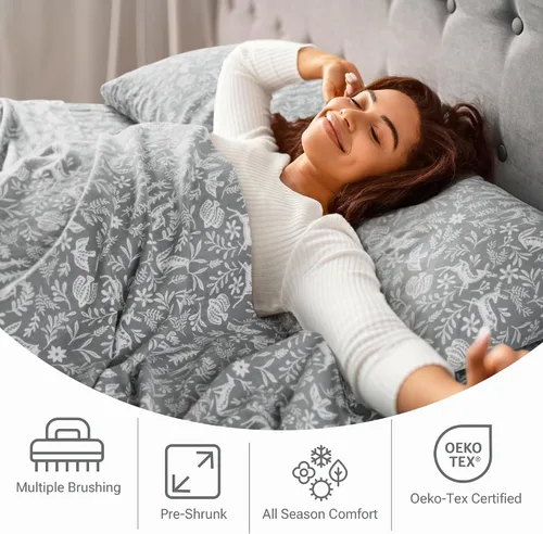 Vista 187 de Sleep Philosophy - True North - Juego de sábanas de franela, 100% de algodón, cómodo, bonito y muy suave, con bolsillo elástico que se adapta a