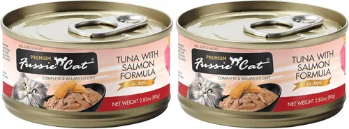 Vista 14 de Fussie Cat Comida húmeda prémium de atún con pollo en Aspic sin granos para gatos, latas de 2.82 onzas, caja de 24 latas de atún con pollo en Aspic)