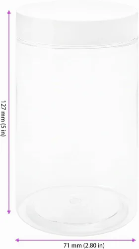 Vista 2 de 30 recipientes de limo de 14 onzas con tapas blancas, tarros de plástico transparente de boca ancha, pequeños recipientes de plástico transparente