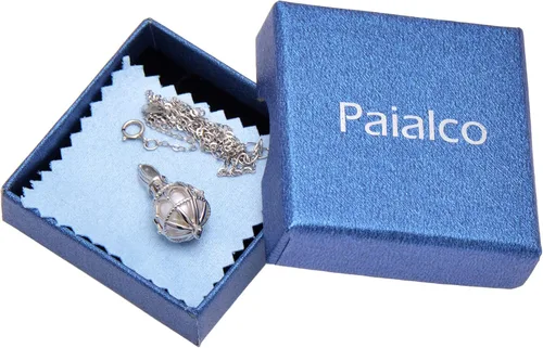Vista 7 de Paialco Collar con colgante de plata de ley 925 con diseño de iglesia gótica y jaula hueca para mujer