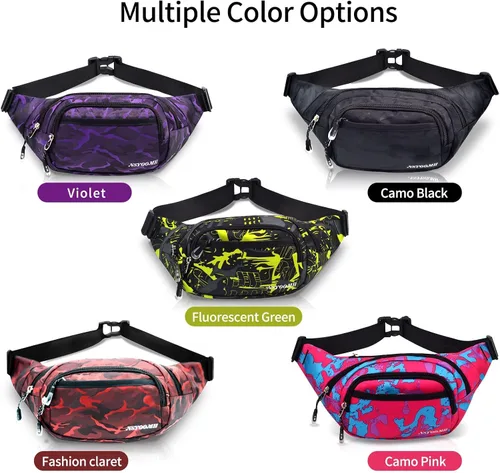 Vista 6 de NSYOOMH Bolsas de Cintura Grandes para Mujeres y Hombres, 5 Bolsillos con Cremallera Bolsas de Cintura Resistente al Agua, Prácticas para Correr al