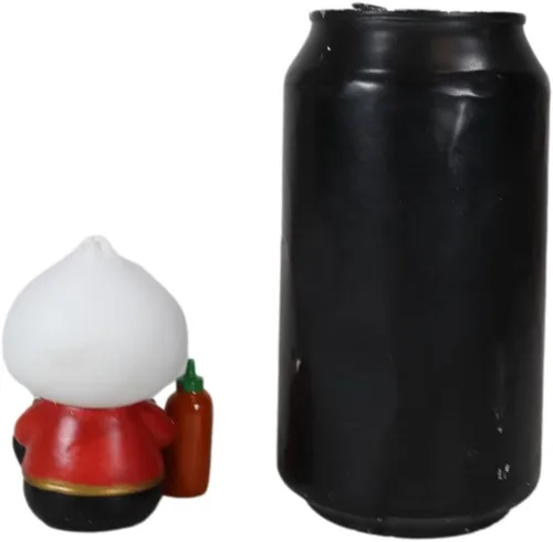 Vista 5 de Ebros Gift Furrybones chinos de 2.5 pulgadas de alto, bollo blanco con botella de pasta de chile, figura coleccionable, esqueleto, monstruo, disfraz