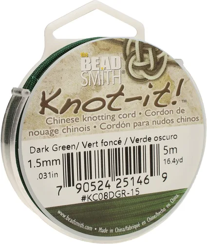 Vista 9 de The Beadsmith Knot-it! Cordón de nailon chino, color negro, 0.031 in de diámetro, carrete de 49.2 ft, uso en macramé, kumihimo, pulseras