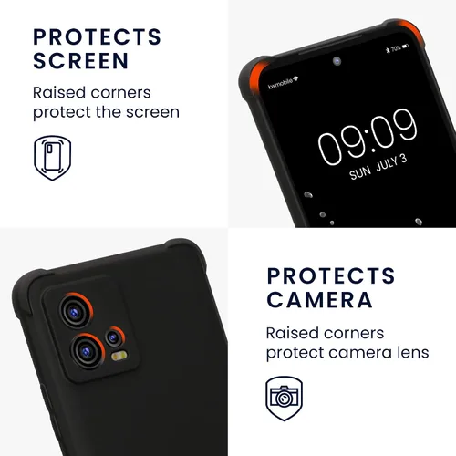 Vista 3 de kwmobile Funda cruzada compatible con Motorola Moto G72 - Funda de silicona TPU con correa - Negro