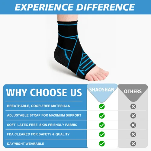 Vista 6 de Tobillera para mujeres y hombres: correas ajustables manga de apoyo de compresión para alivio de la fascitis plantar tendinitis de Aquiles