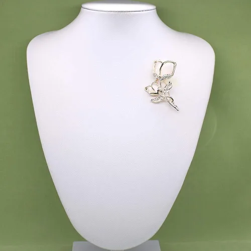 Vista 4 de Broche de cristal creado con diamantes de imitación de cristal rosa flor de moda Pin regalo mujeres niñas oro rosa