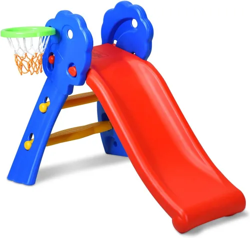 Vista 9 de BABY JOY Tobogán plegable, primer tobogán interior de plástico para escalar, juguete para niños (riel elíptico)
