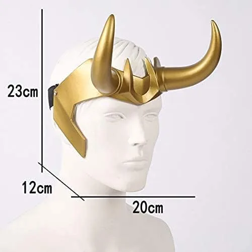 Vista 2 de Loki Horns Loki - Casco de película Loki Crown Mitología nórdica, accesorio de máscara de disfraz de Halloween