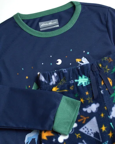 Vista 3 de Eddie Bauer Conjunto de pijama para niño - Acogedor conjunto de ropa de dormir de invierno de forro polar - Camisa de manga larga de 4 piezas