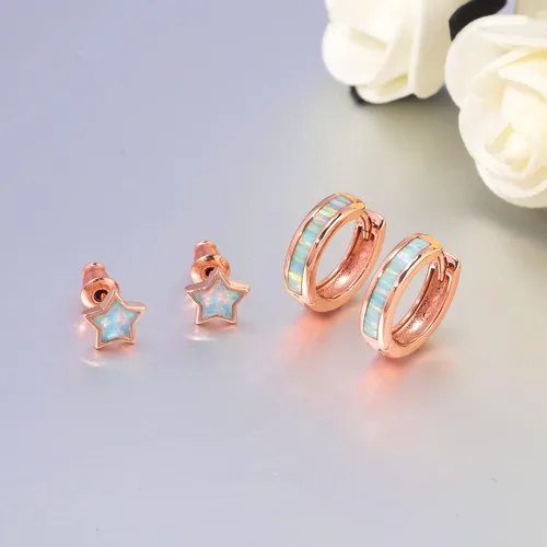 Vista 34 de CiNily Aretes Huggie de ópalo con bisagras, chapados en oro, hipoalergénicos, pequeños aretes de aro para mujeres, adolescentes, niñas, hombres