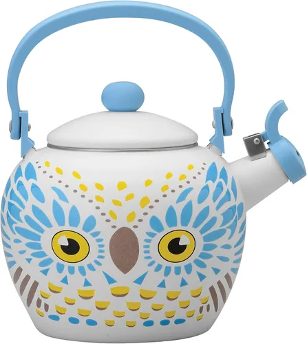 Vista 13 de UP ware - Hervidor de té silbante esmaltado en acero, tetera para estufa (1.6 cuartos de galón, manzana)