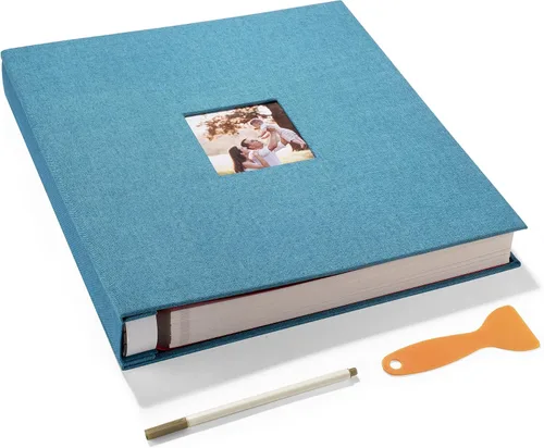 Vista 22 de HoneyTolly Álbum de fotos autoadhesivo para fotos de 4 x 6 imágenes, cubierta magnética de lino, 15 hojas/30 páginas en blanco para bodas Beige claro