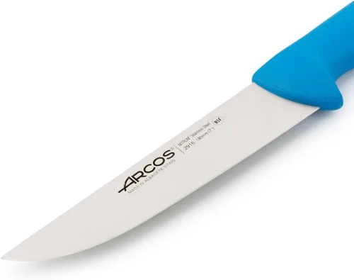 Vista 3 de Arcos Cuchillo de carnicero Range de acero inoxidable nitrum de 7 pulgadas. Cuchillo para carne. Mango azul de polipropileno. Sistema