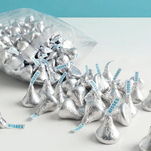 Vista 7 de Besos de chocolate con leche, caramelos plateados envueltos individualmente