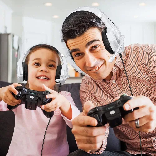 Vista 7 de BENGOO Auriculares profesionales para juegos para PS4, PS5, PC, Xbox One, auriculares con cancelación de ruido con micrófono, luz LED, sonido