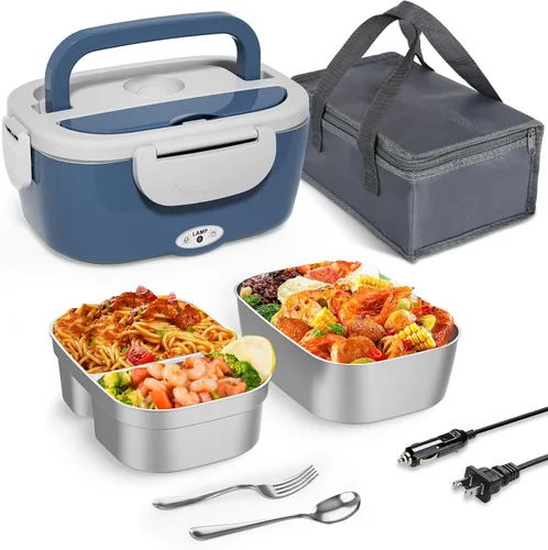 Vista 12 de Monteka Fiambrera eléctrica calentador de alimentos – Calentador de alimentos portátil a prueba de fugas para adultos para coche/hogar/camión con 5 L