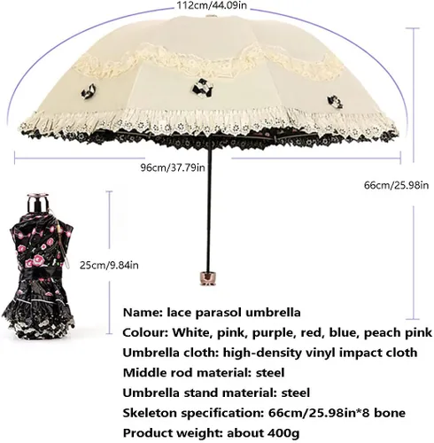 Vista 7 de ACGrade Parasol sombrilla de encaje sombrilla de encaje sombrilla de sol sombrilla para caminar paraguas para mujer sombrilla de sol para mujer