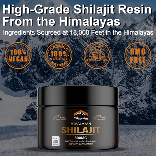 Vista 4 de Shilajit Resina Orgánica Pura del Himalaya - 800mg Resina Shilajit Grado Oro con Ácido Fúlvico y Más de 85 Complejo de Oligoelementos para Energía