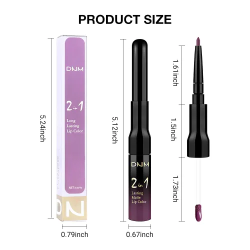 Vista 7 de evpct 1Pcs Lápiz de Labios Mate y Set de Lápiz de Labios Líquido para Mujeres, Lápiz de Labios Mate de Durazno Oscuro Púrpura, Resistente a Manchas