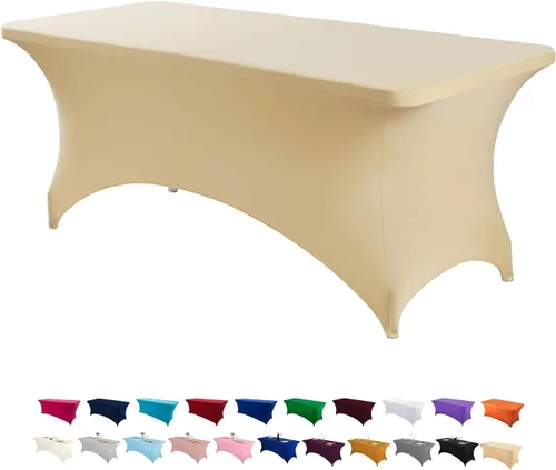 Vista 43 de Peomeise - Funda de mesa de elastano de 4 pies, mantel rectangular elástico de elastano (verde manzana, 4 pies)