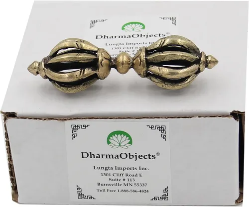 Vista 4 de DharmaObjects Latón budista tibetano (Vajra) Thunderbolt Nueve radios Dorjee/Dorji (3,75 pulgadas)
