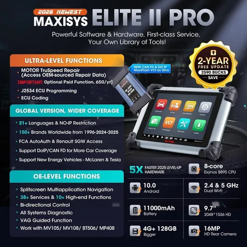 Vista 2 de Escáner Autel MaxiSys Elite II PRO, actualización de 2 años 2026 [$2590] Elite 2 PRO J2534 Pr0gramming C0ding as MSUltra MS919 MS909 UP of MK908P