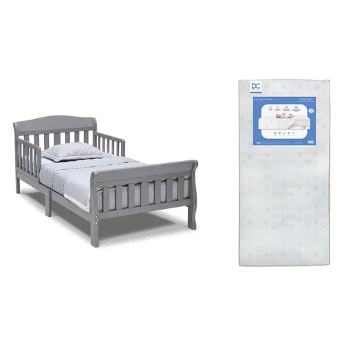 Vista 11 de Delta Children Canton - Cama para niños pequeños, albaricoque + colchón Delta Children Twinkle Galaxy de doble cara con núcleo de fibra reciclada