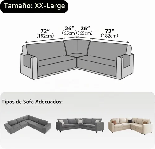 Vista 3 de Fundas para sofá seccional, impermeables, 6 piezas, fundas de sofá en forma de L, lavables, antideslizantes, fundas para sofá seccional, suaves