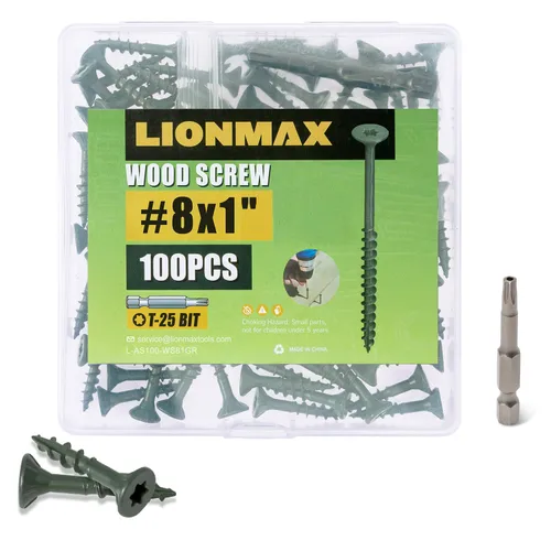 Vista 23 de LIONMAX Tornillos para Terraza de 1 Pulgada, Tornillos para Madera #8 x 1, 300 PCS, Resistentes al Óxido, Revestimiento Epoxi Exterior, Tornillos
