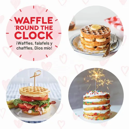 Vista 6 de Dash Heart - Mini waflera con superficie antiadherente de 4 pulgadas, estampado de corazón rojo Heart Shaped Waffles for Valentine's Day, Small