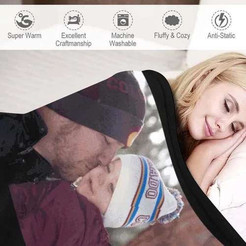 Vista 3 de Manta personalizada para el mejor papá, regalos personalizados para hombres, mantas personalizadas con fotos, texto para papá, marido, familia