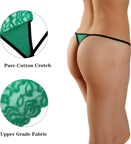Vista 6 de Sexy Stretch Blend Micro T Back Low Rise Cheeky Exotic Tangas Variedad de patrones invisibles para mujer, Ropa interior regular y talla grande