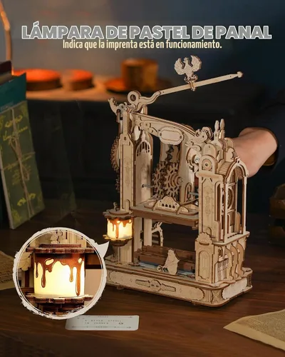 Vista 4 de ROBOTIME Rompecabezas de madera de prensa de impresión, rompecabezas 3D para adultos y adolescentes, modelo mecánico de madera para construir, casa