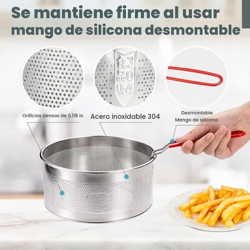 Vista 4 de Cesta para freír 7 pulgadas, cesta de freidora de acero