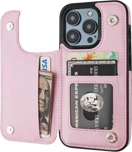 Vista 14 de ONETOP - Funda tipo cartera compatible con iPhone 15 Pro con soporte para tarjetas, funda de piel sintética con soporte y ranuras para tarjetas