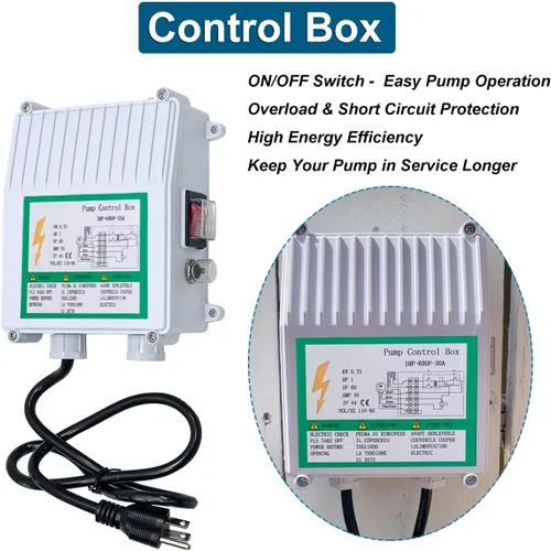 Vista 3 de Bomba sumergible de pozo profundo, bomba de pozo profundo de 1 HP de 110 V de acero inoxidable con caja de control y cable de alimentación de 50
