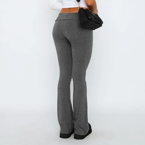 Vista 6 de Leggings acampanados de cintura baja para mujer, pantalones de yoga con corte de bota, pantalones de yoga de pierna ancha, pantalones deportivos