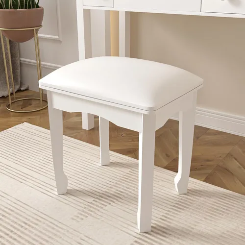 Vista 6 de Taburete cuadrado para tocador, banco de maquillaje de algodón de alta elasticidad, moderno taburete acolchado para piano para sala de maquillaje