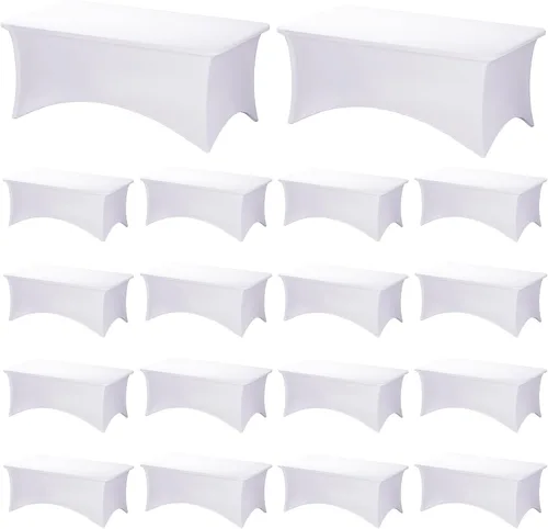 Vista 39 de Fixwal Paquete de 6 Manteles de Mesa Rectangulares, Cubierta de Mesa de 6 Pies, Mantel Blanco Rectangular Ajustado Elástico Rectangular, Cubierta