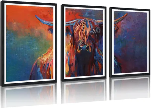 Vista 23 de 3 piezas modernas de lienzo de león de animales salvajes, pinturas de retratos de familia de leones, decoración de pared, obras de arte de sala