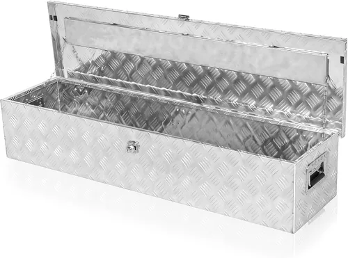 Vista 7 de Caja de herramientas de aluminio para camión de 50 pulgadas, caja de herramientas para cama de camioneta pickup con cerradura y llaves, cajas