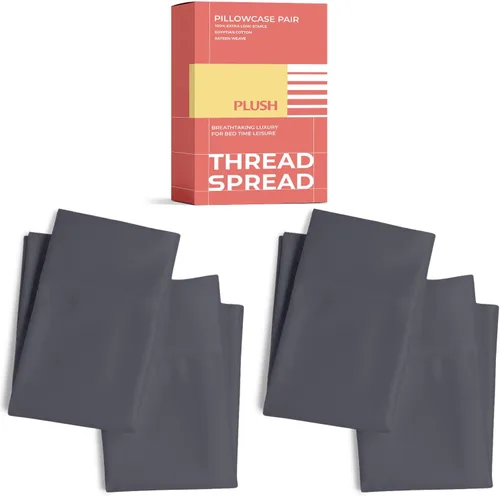 Vista 12 de Thread Spread Fundas de Almohada de Algodón Egipcio 100% Tamaño Estándar/Queen Juego de 2 - Fundas de Almohada Beige Satén de Lujo con Cuenta