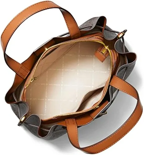 Vista 3 de Michael Kors Emilia Lg Triple Compartimento Signature Marrón Mk Satchel, Marrón