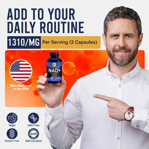 Vista 6 de NAD+ liposomal 1310mg con resveratrol y niacina (vitamina B3) para apoyo energético y celular, suplemento antioxidante, vegano, sin OMG, 60 cápsulas