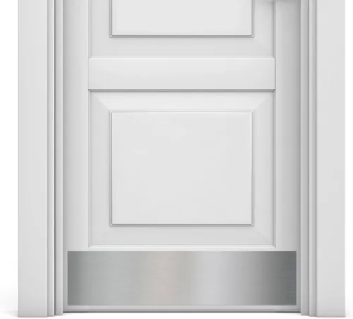 Vista 12 de Deck The Door - Placa protectora para puertas - Acento elegante y protección duradera - Aluminio anodizado - Incluye autoadhesivo fácil - 6x28