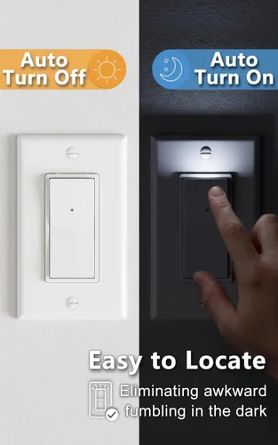 Vista 6 de SOZULAMP Interruptor de luz de 3 vías con luz nocturna, fácil de instalar, no requiere neutral, interruptor iluminado de tres vías con sensor
