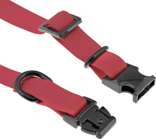 Vista 3 de MiMu Collar pequeño de silicona para perro, collar de perro elegante rosa de 17 pulgadas con hebilla de cierre y bucle de correa con anillo en D