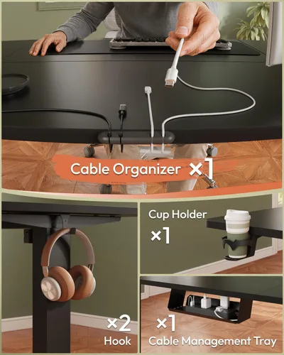 Vista 4 de SANODESK Escritorio eléctrico ergonómico ajustable de altura grande de 63 x Marco extendido negro/parte superior negra