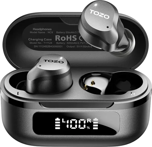 Vista 10 de TOZO NC9 Auriculares inalámbricos híbridos con cancelación activa de ruido