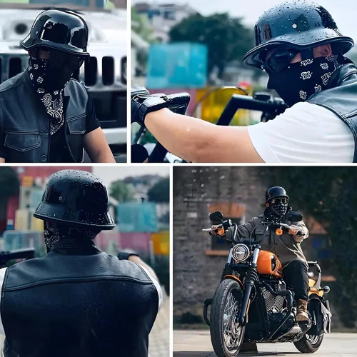 Vista 2 de Casco de motocicleta de estilo alemán, casco de motocicleta aprobado por DOT, para adultos, hombres y mujeres, casco de media carcasa de cara